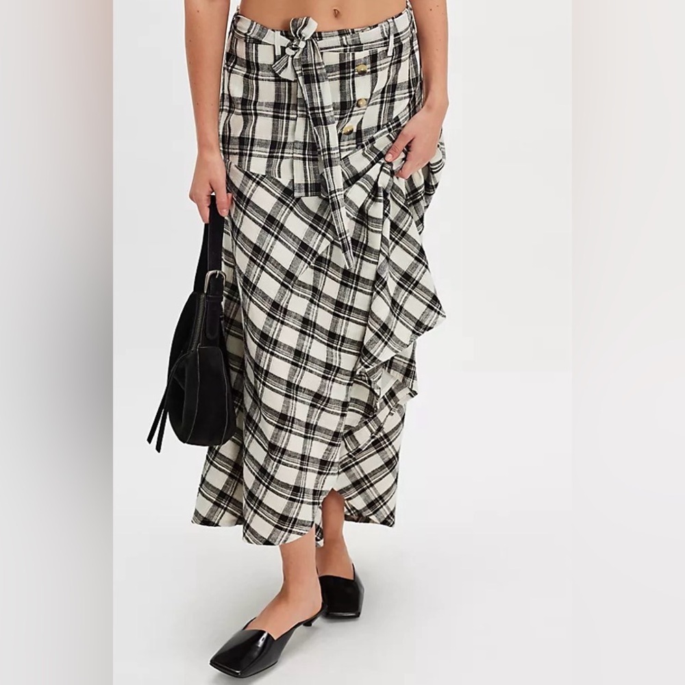 Free People After You Skirt. NWOT. Black plaid - Picture 3 of 4